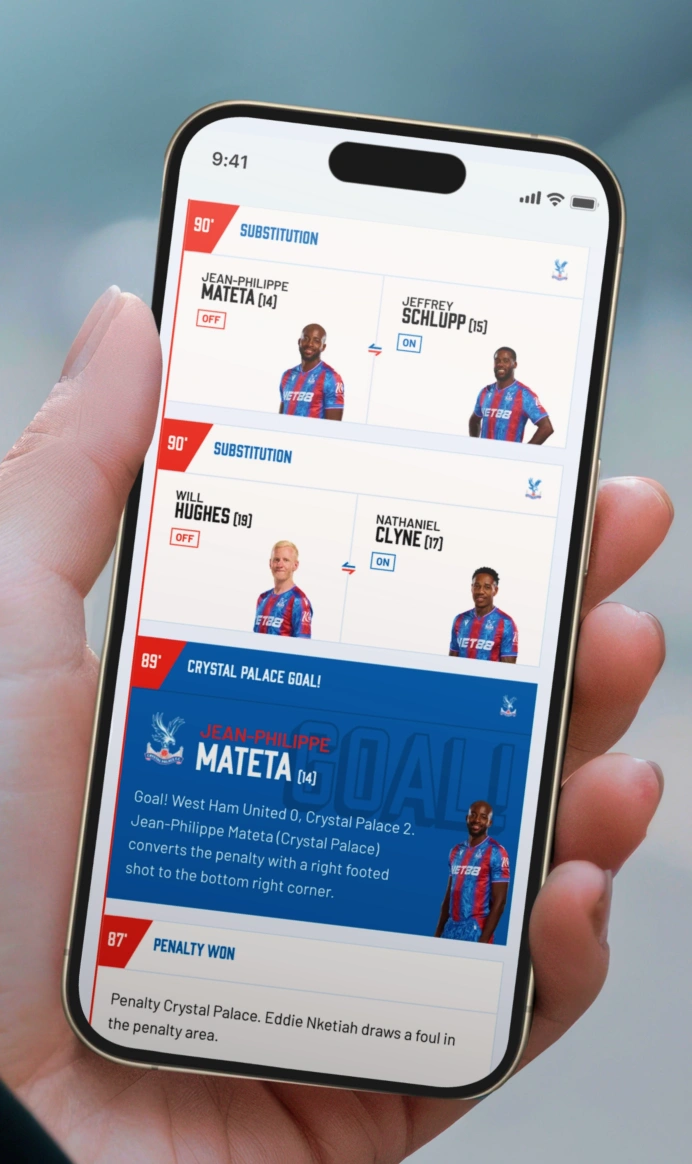Crystal Palace FC digital transformation programme mobile mockup image