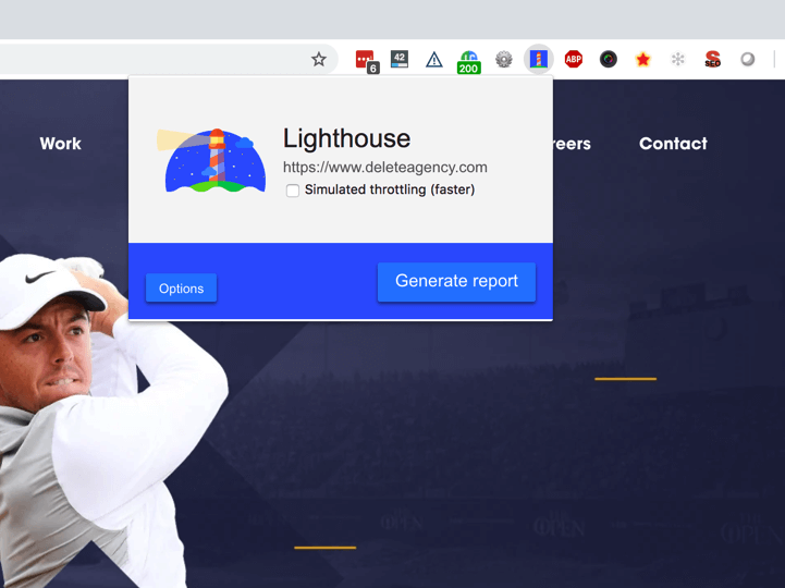 Lighthouse from a Chrome extension
